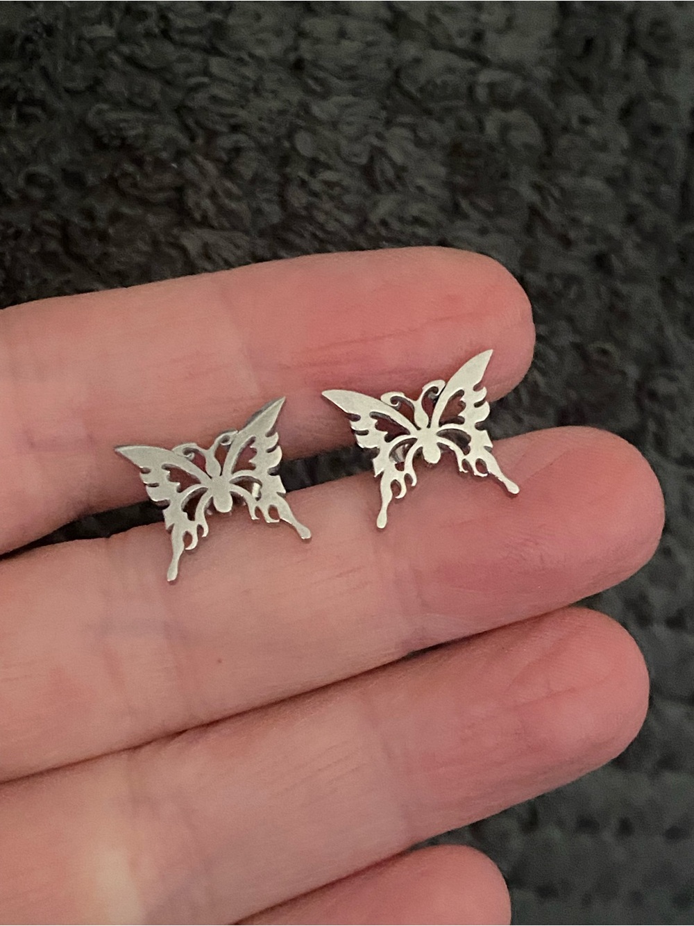 Silver Butterfly Stud Earrings - Silver